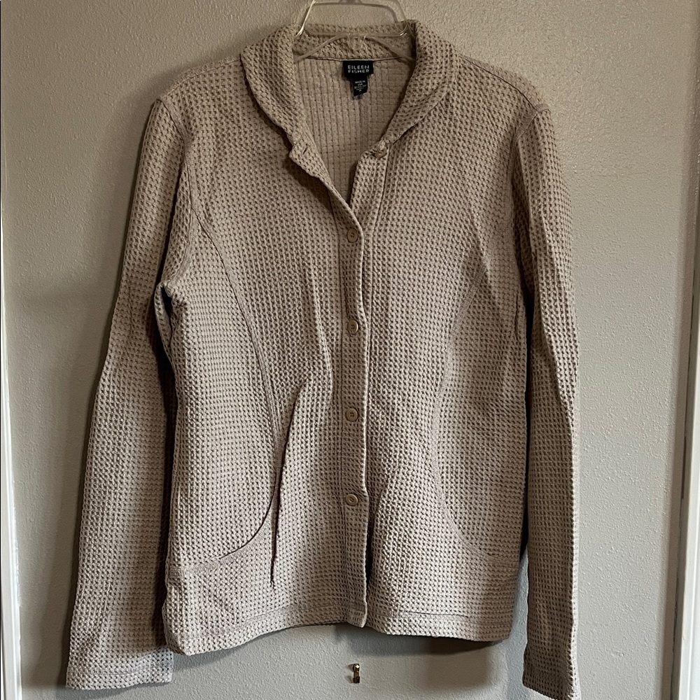 Eileen Fisher Waffle Weave Textured Button Down Shirt